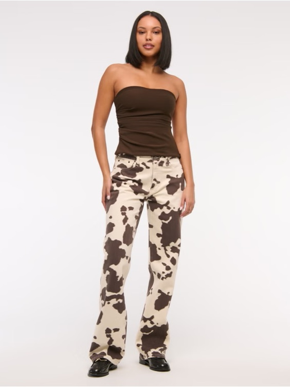 Abercrombie & Fitch Brown and Cream Cowprint The Baggy Jean